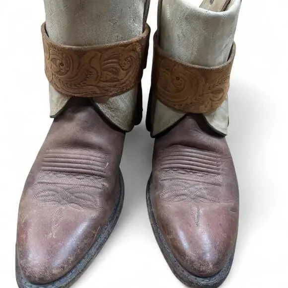 Vintage Dan Post 10 Upcycled Cowboy Boots/Spats - news.we-bc.ca display picture 1